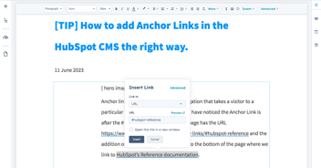 How to add Anchor Links, in the HubSpot CMS, the right way.