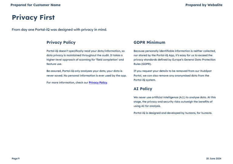 HubSpot Health Check Privacy 