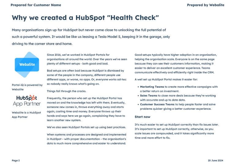 HubSpot Health Check Profile